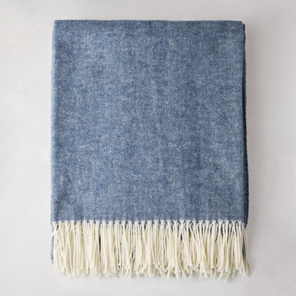 Harbor Blue Italian Herringbone Throw