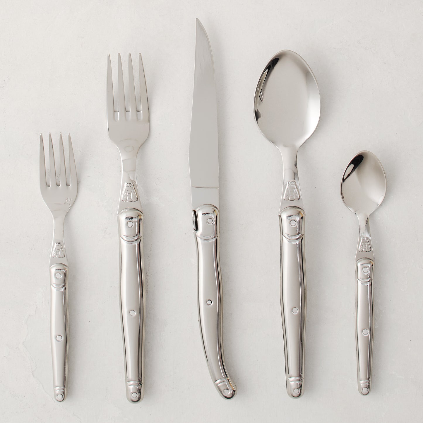 Jean Dubost Laguiole Stainless Steel Flatware 5-Piece Set