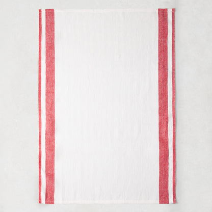 Red Lexington Stripe Linen Hand Towels, Set of 2