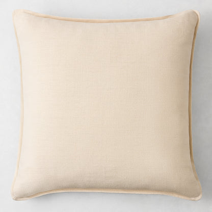 Zephyr Blue and Canvas Beige Linen Flange Border Pillow
