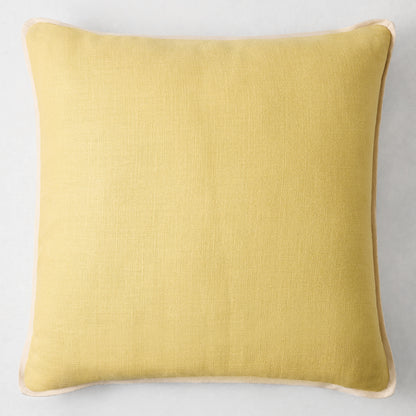 Corn Silk Yellow and Canvas Beige Linen Flange Border Pillow