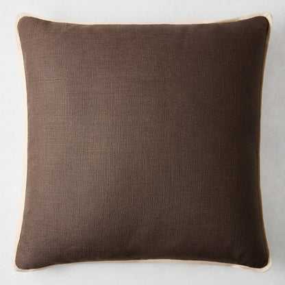 Ganache Brown and Canvas Beige Linen Flange Border Pillow