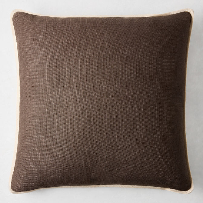 Ganache Brown and Canvas Beige Linen Flange Border Pillow