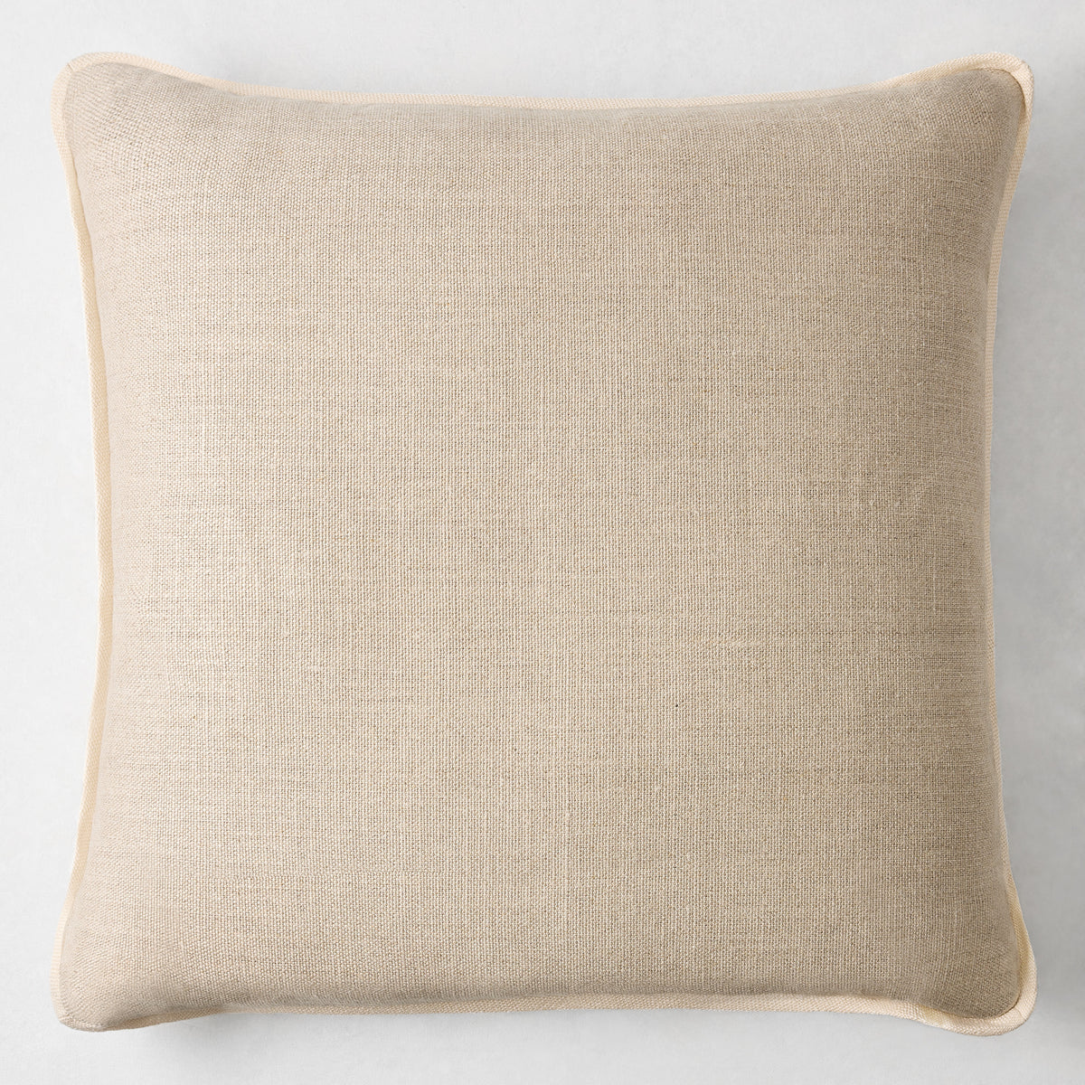 Navy Blue and Canvas Beige Linen Flange Border Pillow