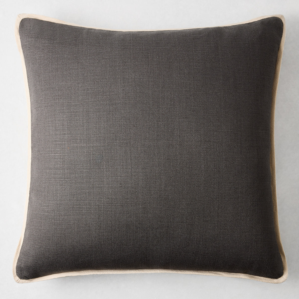 Steel Grey and Canvas Beige Linen Flange Border Pillow