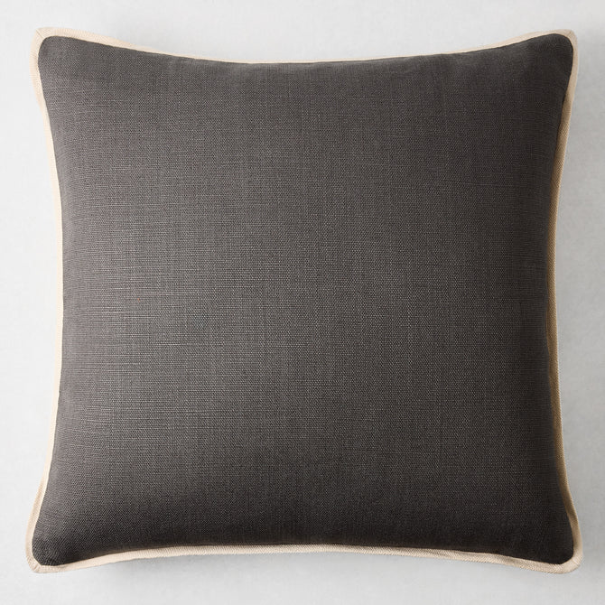 Steel Grey and Canvas Beige Linen Flange Border Pillow