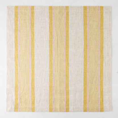Madras Marigold, Pink, and Natural Stripe Cotton Napkin