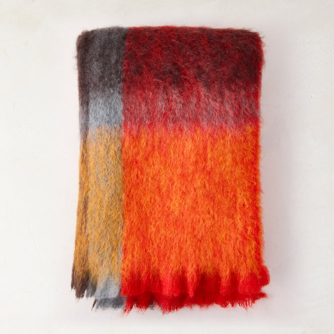 Orange Colorblock Mantas Ezcaray Mohair Throw