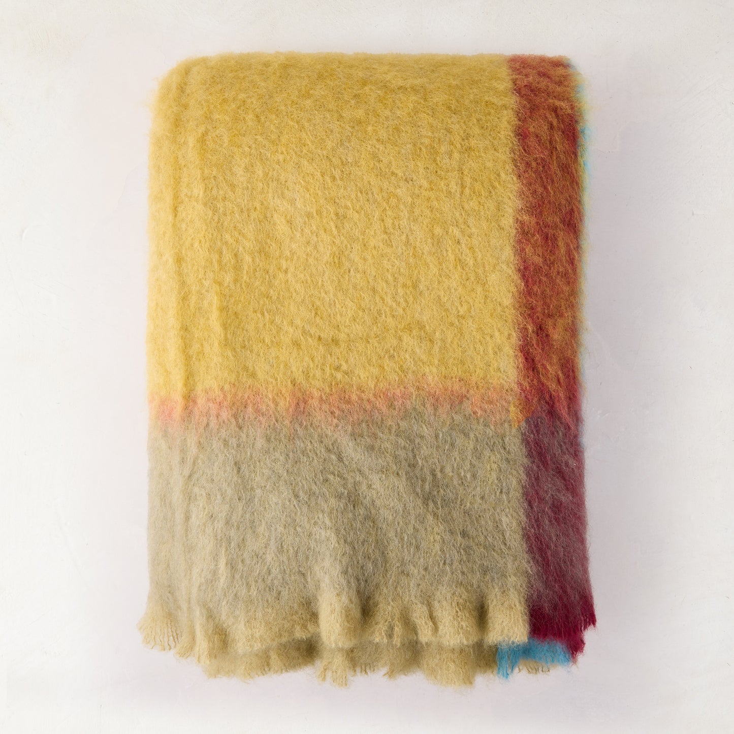Mantas Ezcaray Yellow and Green Colorblock Mohair Throw