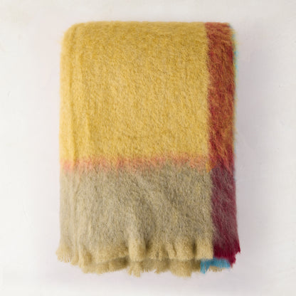 Mantas Ezcaray Yellow and Green Colorblock Mohair Throw
