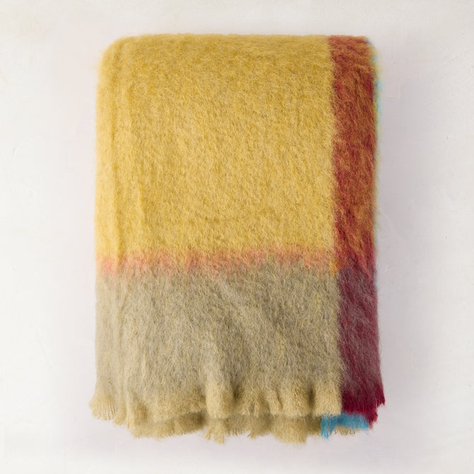 Mantas Ezcaray Yellow and Green Colorblock Mohair Throw