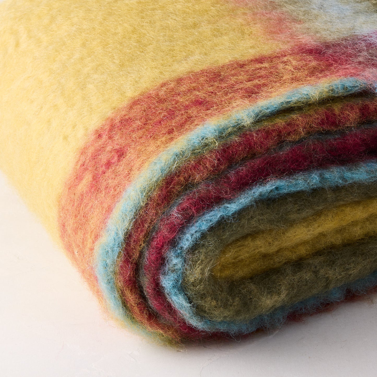 Mantas Ezcaray Yellow and Green Colorblock Mohair Throw