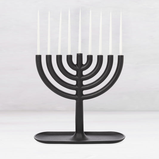 Black Cast Iron Hanukkah Menorah