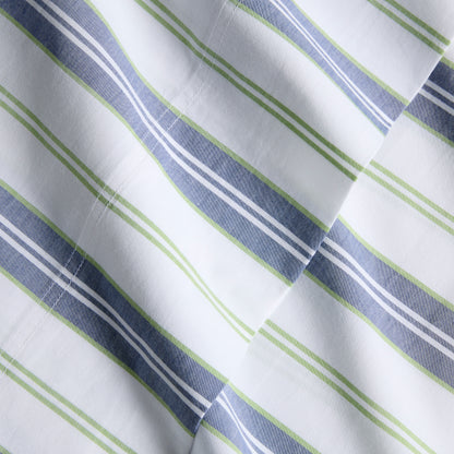 Blue and Green Multi Stripe Percale Sheet Set