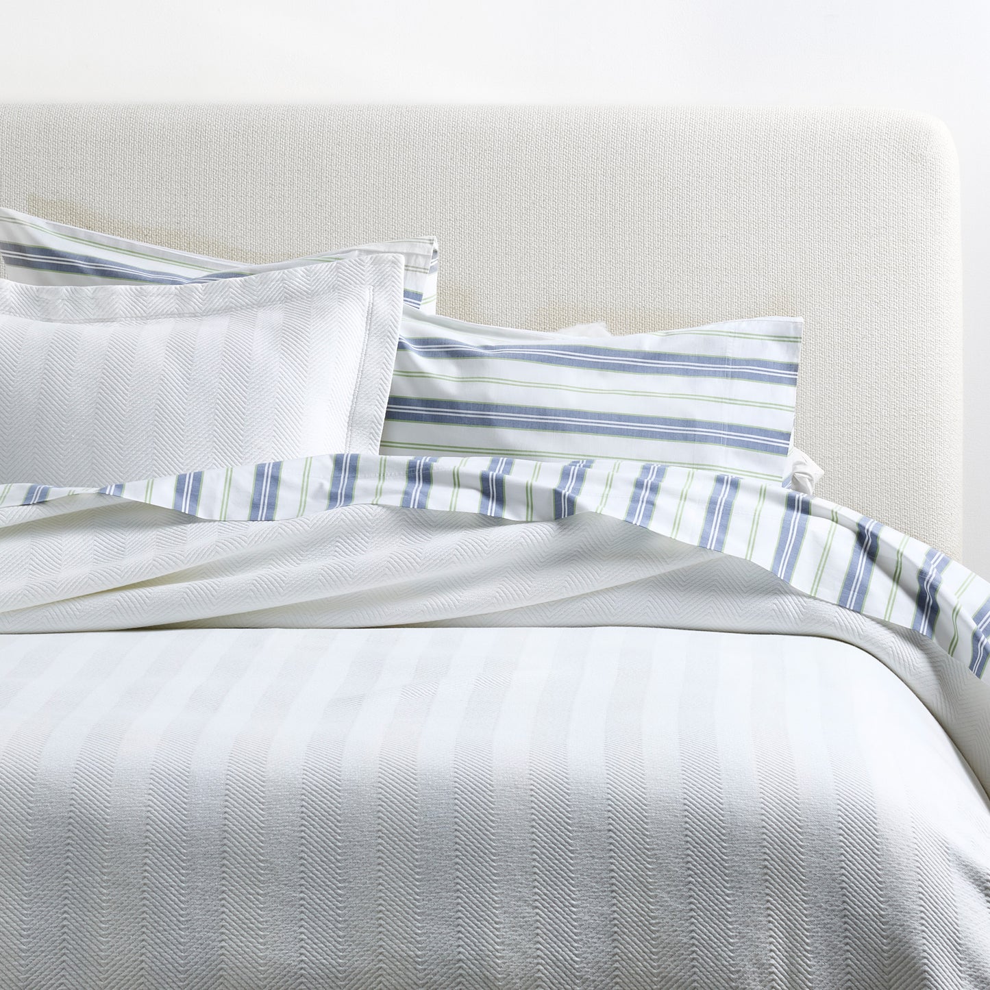 Blue and Green Multi Stripe Percale Sheet Set
