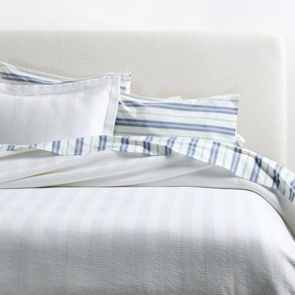 Blue and Green Multi Stripe Percale Sheet Set