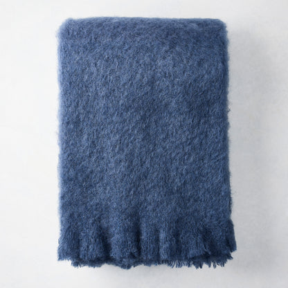 Indigo Blue Mohair Throw Blanket