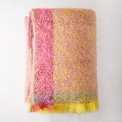 Mantas Ezcaray Pink and Yellow Multi Colorblock Mohair Throw