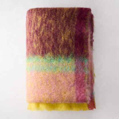 Mantas Ezcaray Pink and Yellow Multi Colorblock Mohair Throw