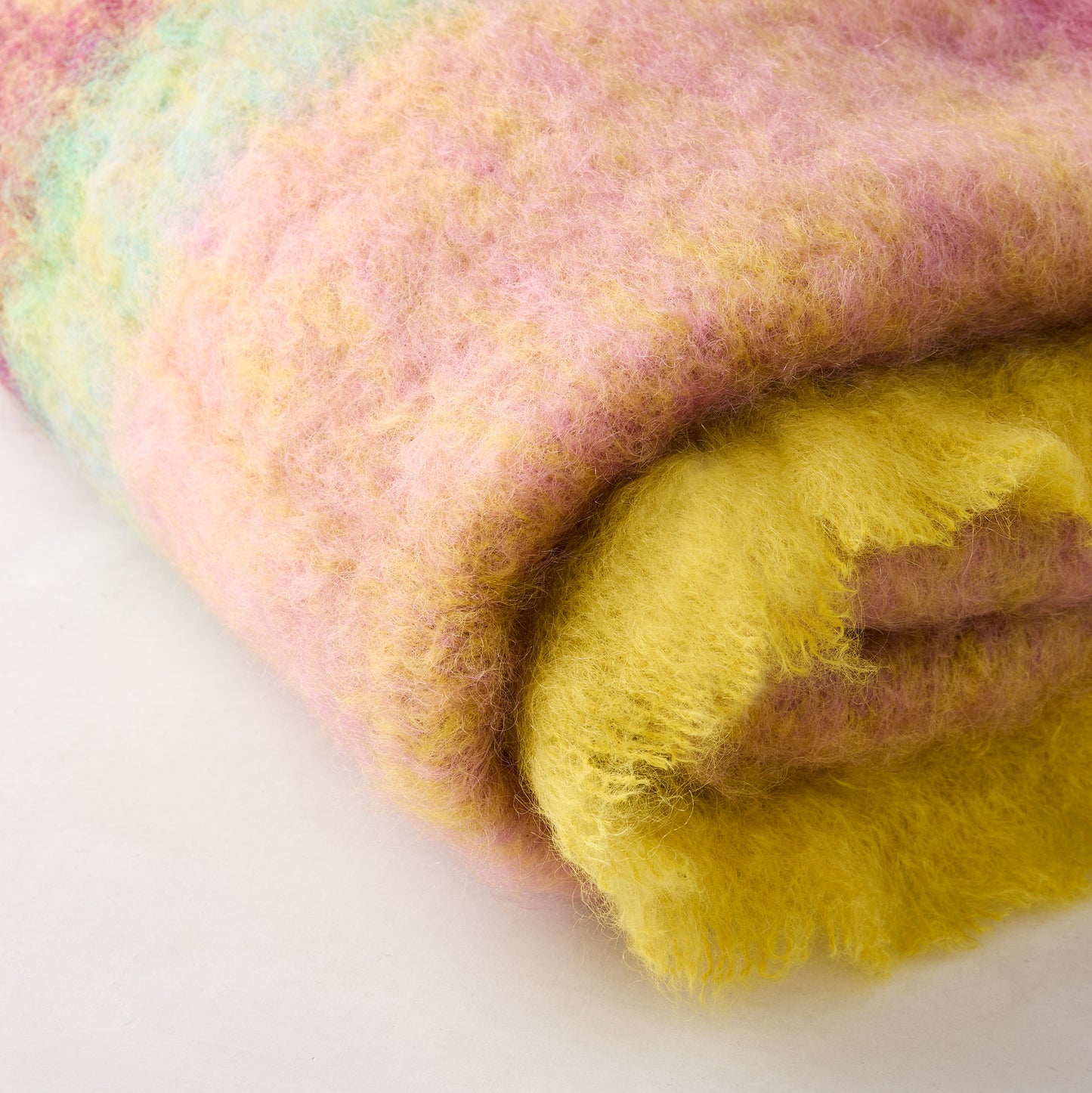 Mantas Ezcaray Pink and Yellow Multi Colorblock Mohair Throw