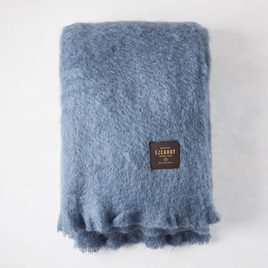 light blue mohair throw blanket