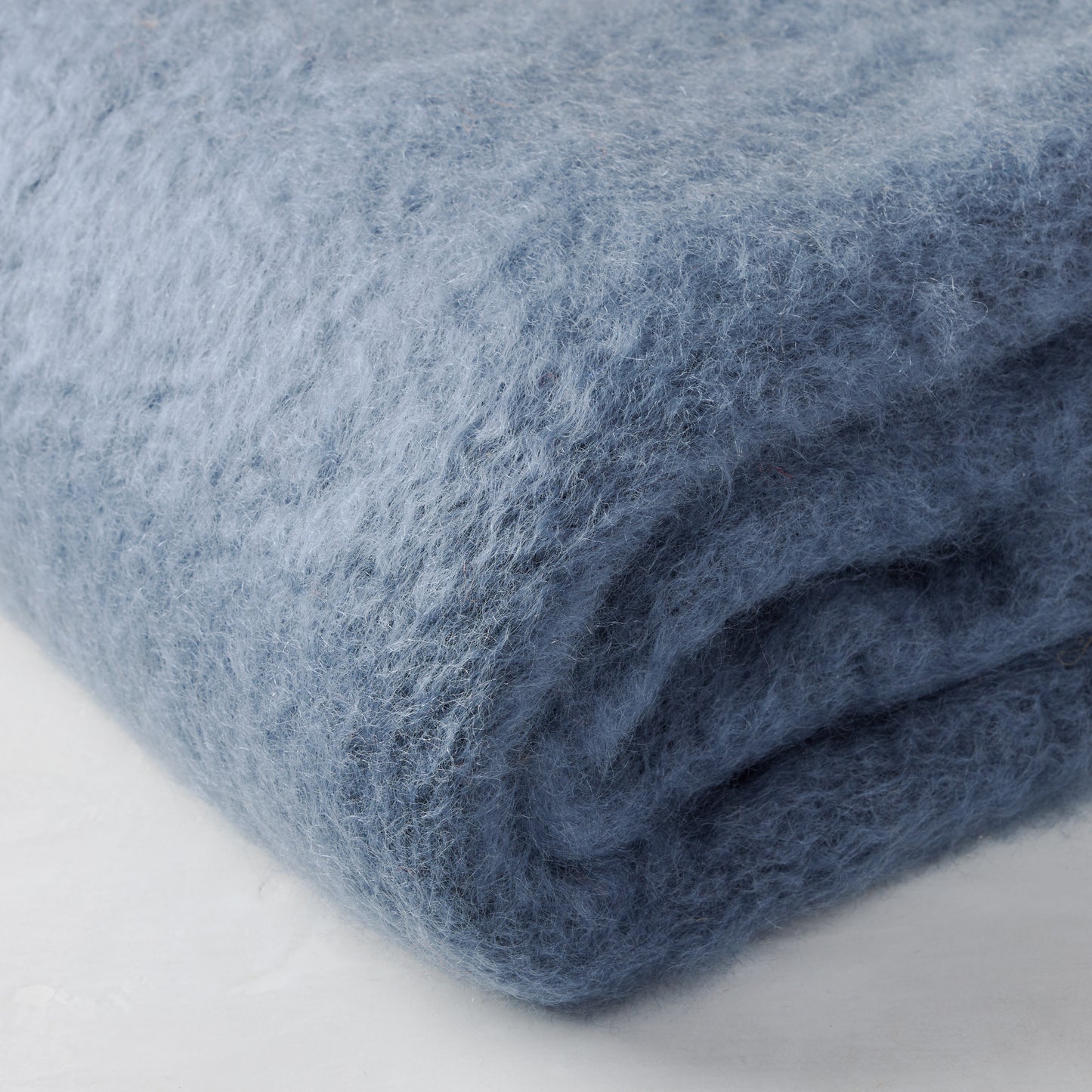 thick mohair light blue throw 