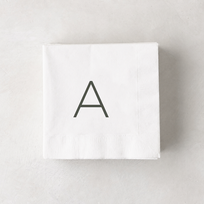 Monogram Paper Cocktail Napkins, A-Z