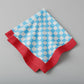Blue Check Napkin with Red Border