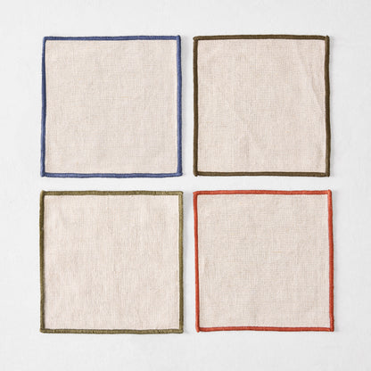 Natural Border Trim Drink Coasters, Set of 4