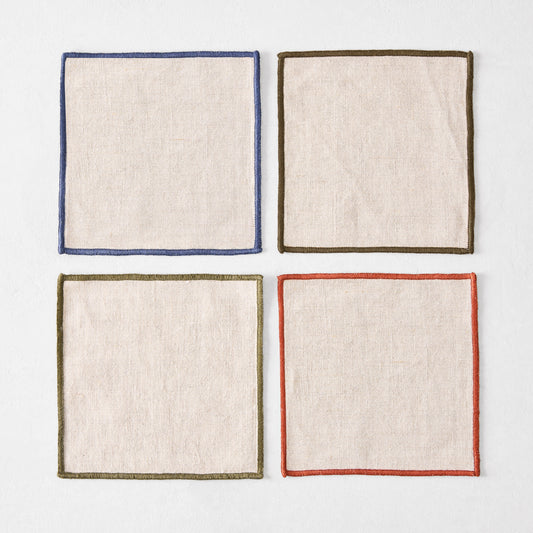 Natural Border Trim Drink Coasters, Set of 4