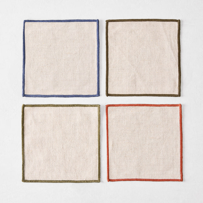 Natural Border Trim Drink Coasters, Set of 4