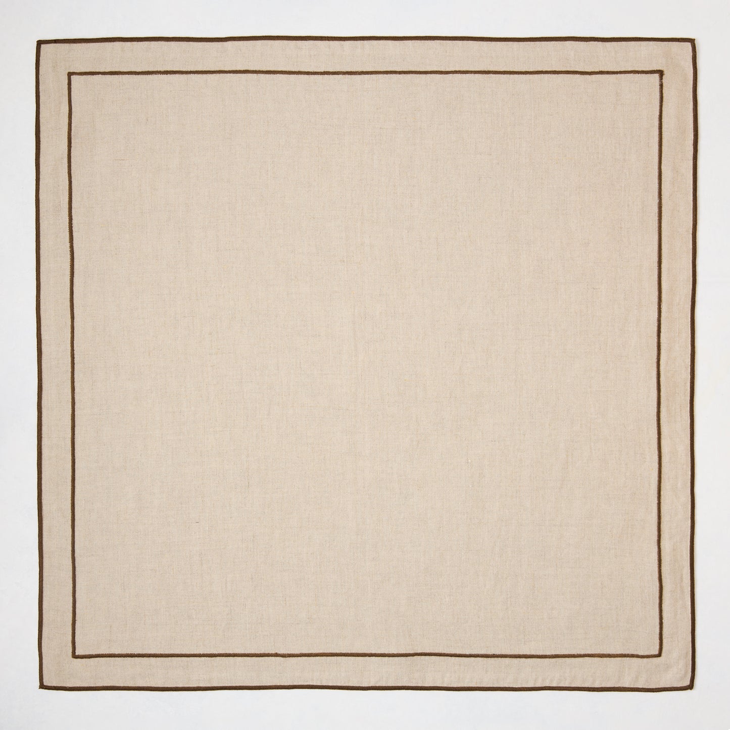 Brown Embroidered Double Line Natural Cotton Napkin