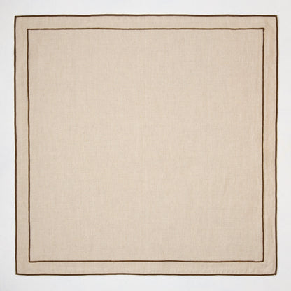 Brown Embroidered Double Line Natural Cotton Napkin