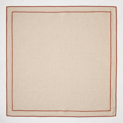 Spice Orange Embroidered Double Line Natural Cotton Napkin