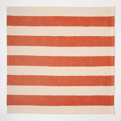 Spice Orange Hampton Stripe Natural Cotton Napkin