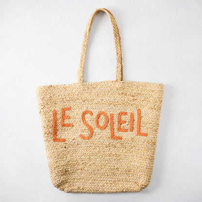 "Le Soleil" Natural Handled Woven Tote Bag