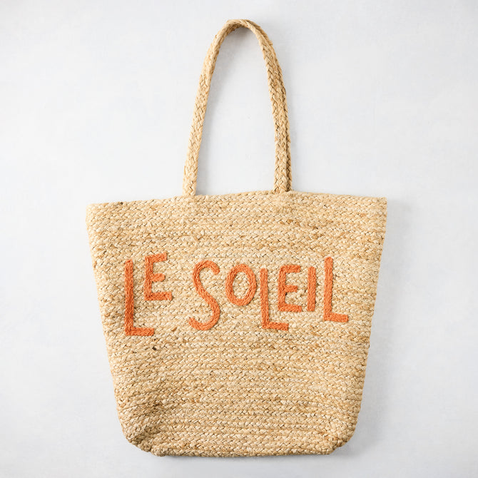 "Le Soleil" Natural Handled Woven Tote Bag