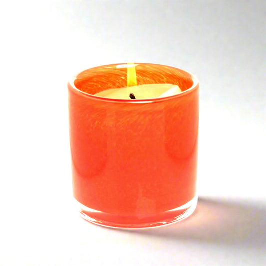 Small Orange Votive Glass Candle Holder