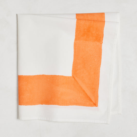 Orange Border Block Print Cotton Napkin
