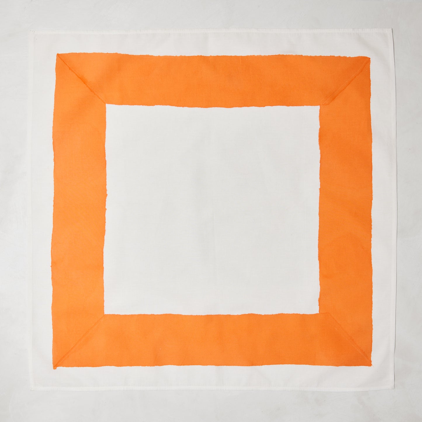 Orange Border Block Print Cotton Napkin