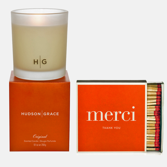 Hudson Grace Original Scented Candle & Merci Matches Gift Set
