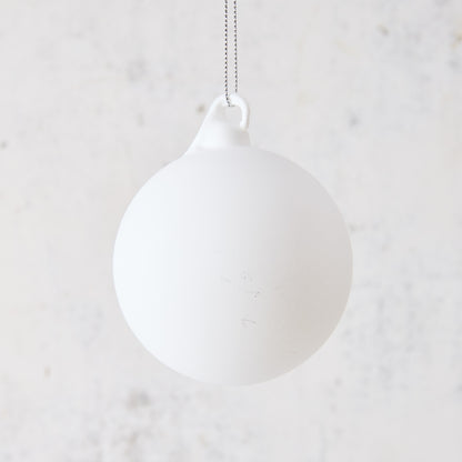 Small Matte White Glass Bulb Christmas Tree Ornament, 3"