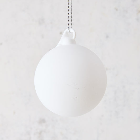 Small Matte White Glass Bulb Christmas Tree Ornament, 3"