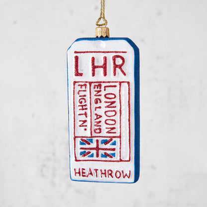 LHR London Heathrow Luggage Tag Christmas Tree Ornament