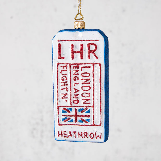 LHR London Heathrow Luggage Tag Christmas Tree Ornament