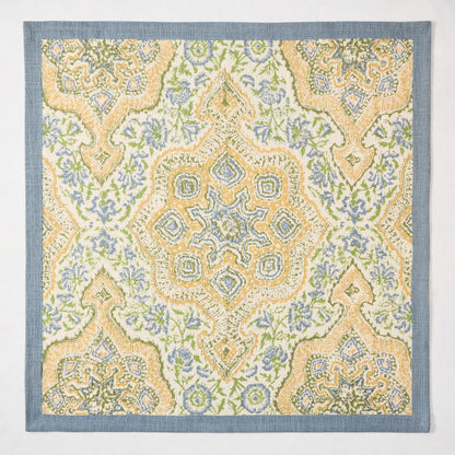 Peter Dunham + Hudson Grace Blue and Green Deeg Printed Napkin