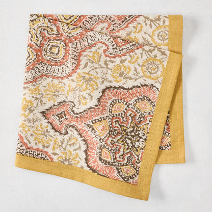 Peter Dunham + Hudson Grace Gold and Spice Orange Deeg Printed Napkin