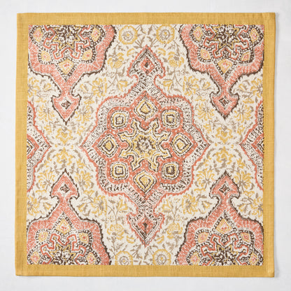 Peter Dunham + Hudson Grace Gold and Spice Orange Deeg Printed Napkin