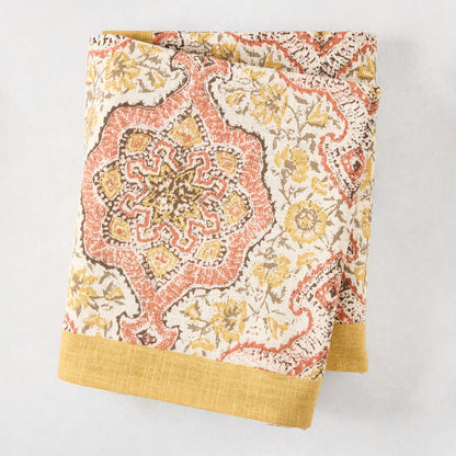 Peter Dunham x Hudson Grace Gold and Spice Orange Deeg Printed Tablecloth