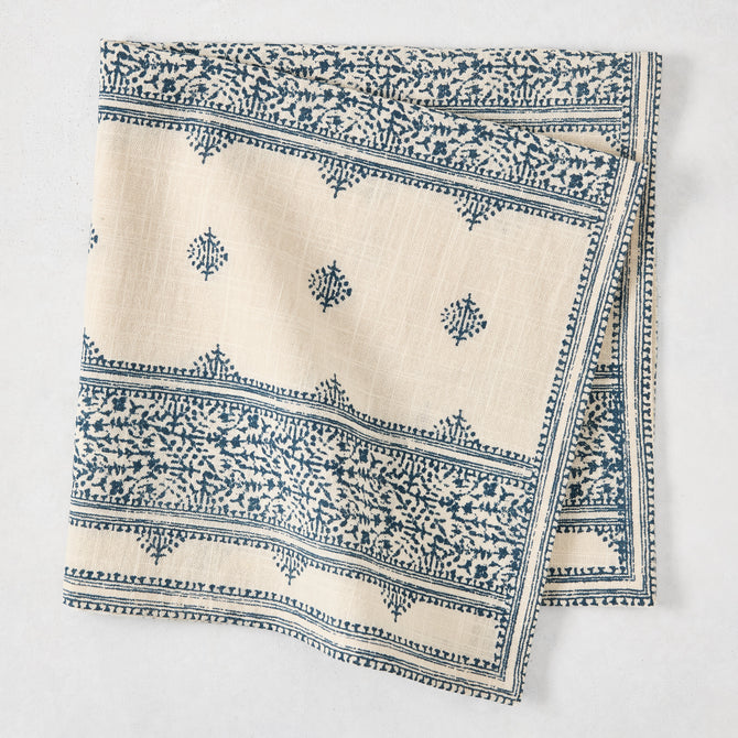 Peter Dunham + Hudson Grace Indigo Blue Fez Stripe Printed Natural Napkin